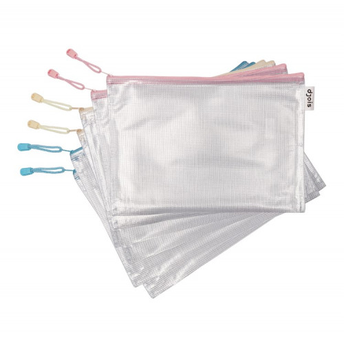 Djois Rendszerező tasak cipzáras 330x240mm A4 méret vegyes pasztell színek