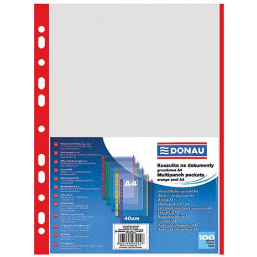 Donau Genotherm lefűzhető színes szélű A4 40mikron narancsos felület piros
