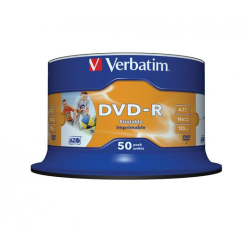 Verbatim DVD-R lemez nyomtatható matt no-ID 4,7GB 16x hengeren