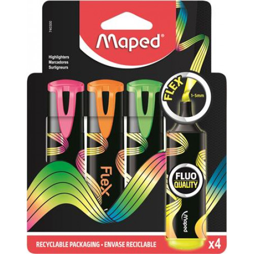 Maped Szövegkiemelő készlet 1-5mm Fluo Peps Flex 4 különböző szín