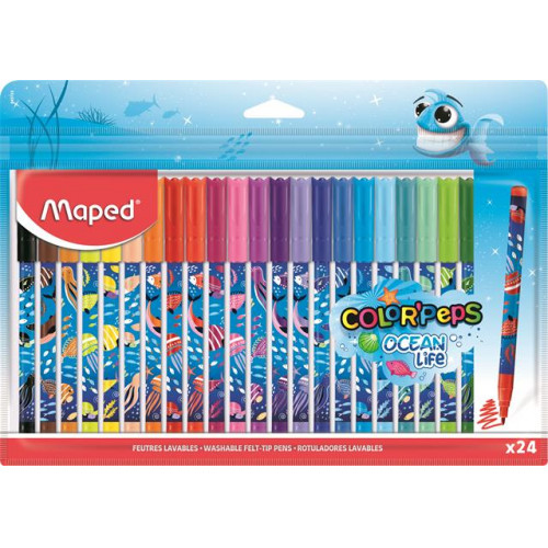 Maped Filctoll készlet 2mm kimosható Color`Peps Ocean Life 24 különböző szín