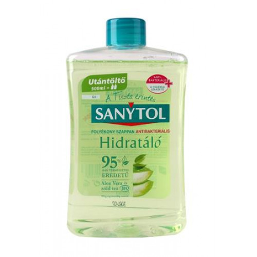 Sanytol Antibakteriális folyékony szappan utántöltő 500ml zöld tea és aloe vera