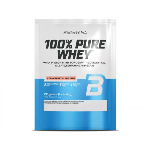 BioTechUSA Tejsavó fehérjepor 28g 100 Pure Whey eper