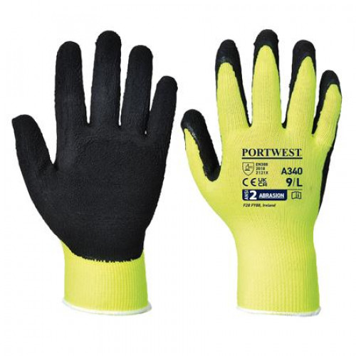 Védőkesztyű nylon latexhab tenyerén mártott M méret Hi-Vis Grip sárga