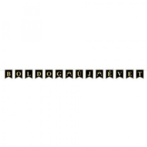 Felirat 200cm Boldog Új Évet fekete-arany