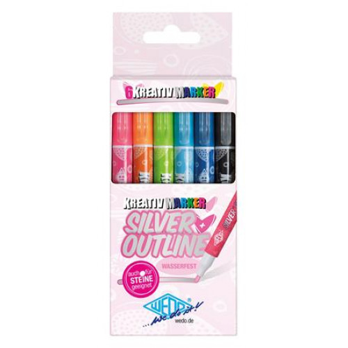 Wedo Filctoll készlet 1-2mm metál ezüst 6 különböző színű kontúrral