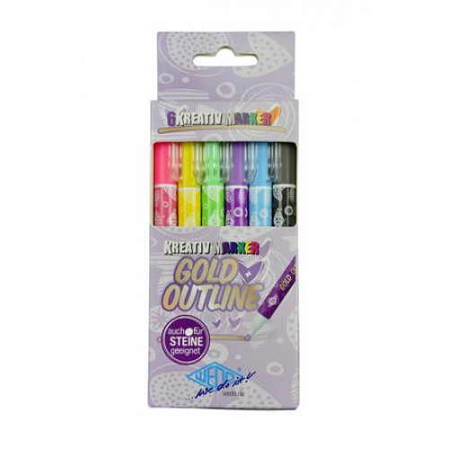 Wedo Filctoll készlet 1-2mm metál arany 6 különböző színű kontúrral