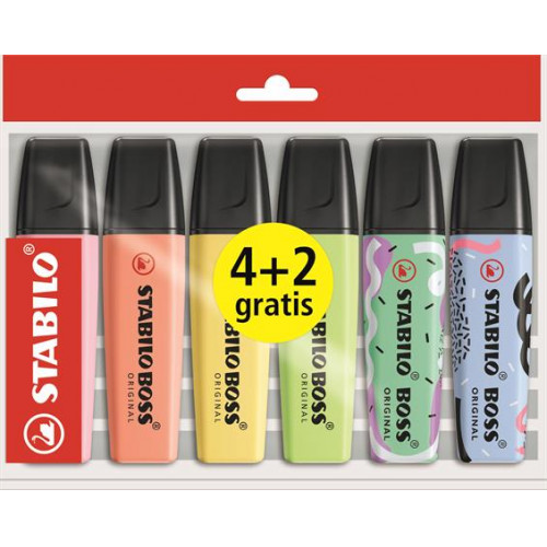 Stabilo Szövegkiemelő készlet 2-5mm Boss Original 4+2 különböző pasztell szín