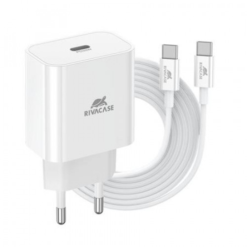 Rivacase Hálózati töltő 20W USB-C USB-C USB-C/USB-C töltőkábel PS4101 fehér