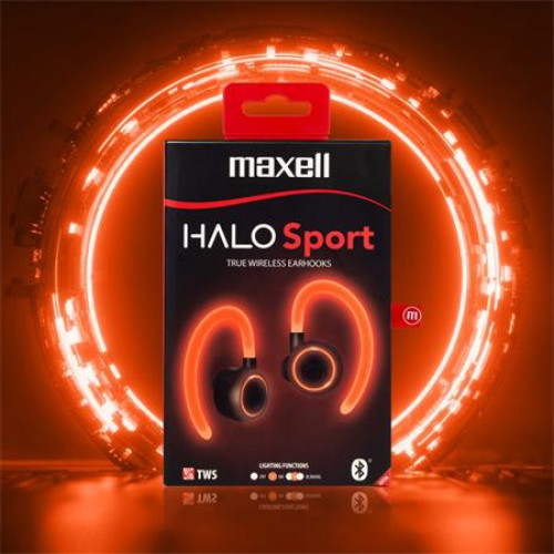 Maxell Fülhallgató vezeték nélküli Bluetooth mikrofonnal LED-es fülhallgató Halo Sport fekete