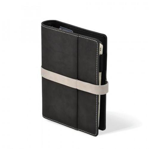 Saturnus Kalendárium gyűrűs betétlapokkal L műbőr 225 fekete-szürke