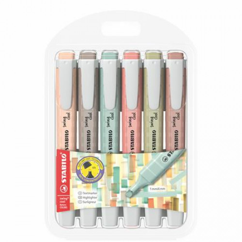 Stabilo Szövegkiemelő készlet 1-4mm Swing cool NatureCOLORS 6 különböző szín