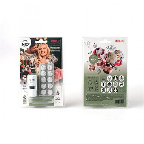 Bélyegző kirakós 10 motívummal Nio Karácsony fehér ház fekete párnával