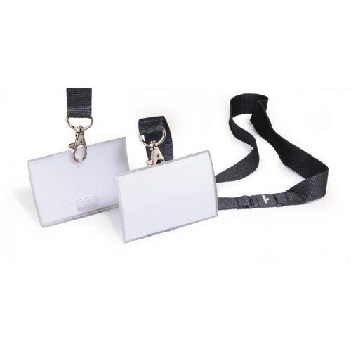 Durable Névkitűző nyakbaakasztóval 54x90mm CLICK FOLD áttetsző