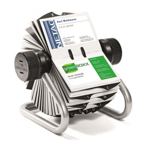 Durable Névjegykártyatartó fém 400db-os forgatható fekvő VISIFIX ezüst