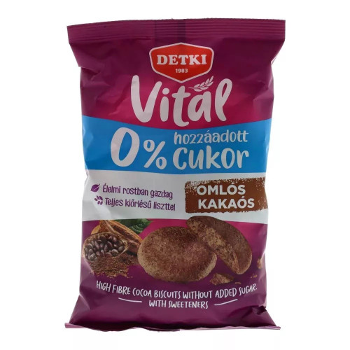 Detki Keksz 180g Cukormentes édes omlós kakaós Vital