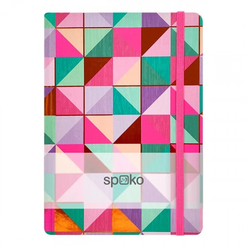 Spoko Jegyzetfüzet A5 vonalas 96lap keményfedeles Mozaik Pink