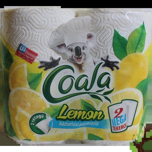 Coala Háztartási papírtörlő 2 rétegű 100lap 2 tekercses Mega citromos