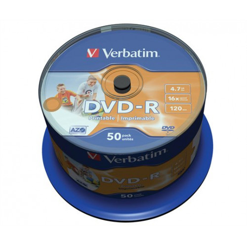 Verbatim DVD-R lemez nyomtatható matt no-ID 4,7GB 16x hengeren