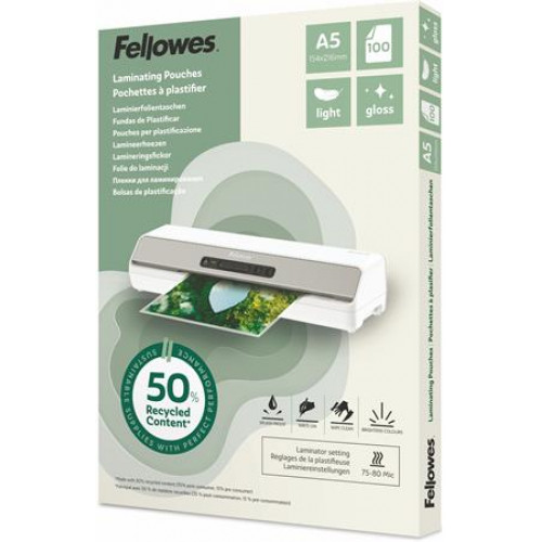 Fellowes Meleglamináló fólia 80 mikron A5 fényes Light