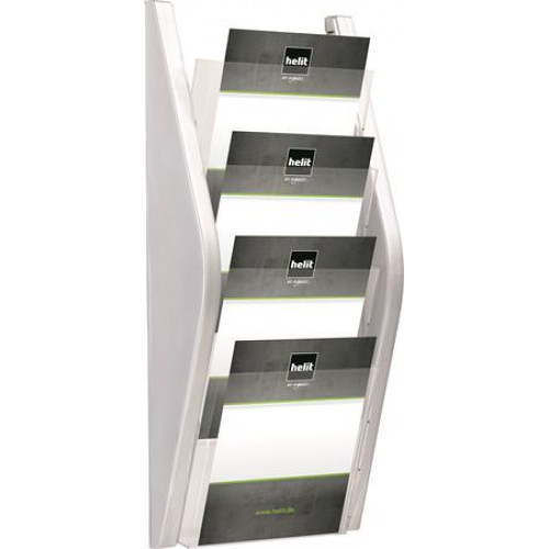 Helit Katalógustartó fali A4 4 rekeszes ezüst