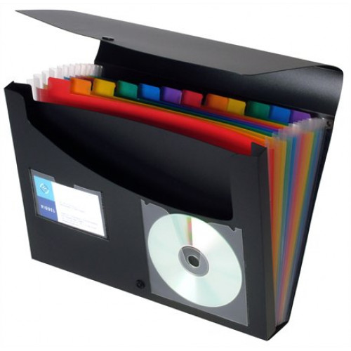 Viquel Harmonikamappa PP 12 rekeszes Rainbow Class fekete