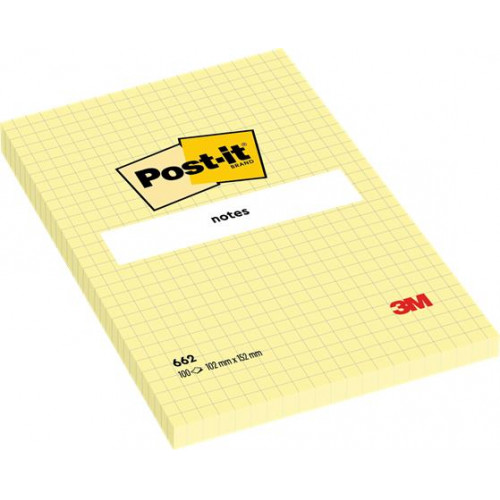 3M Postit Öntapadó jegyzettömb 102x152mm 100lap kockás sárga