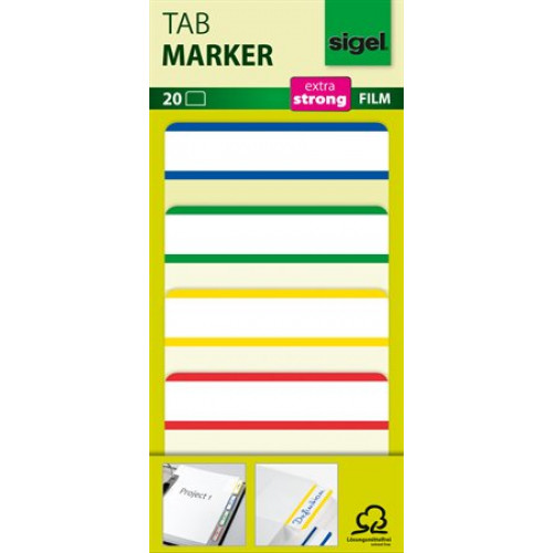 Sigel Oldaljelölő megerősített fehér szélű 50x38mm 4x5db vegyes színek