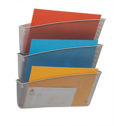 Alba Irattartó fémhálós 3 zsebes fali ezüst