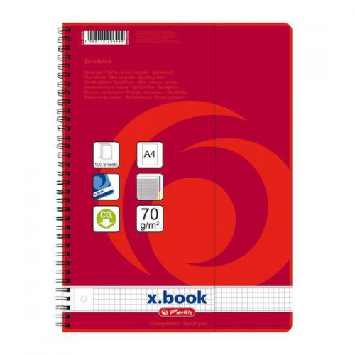 Herlitz Spirálfüzet A4 kockás 100lap 5x20lap perforált lyukasztott színes széllel