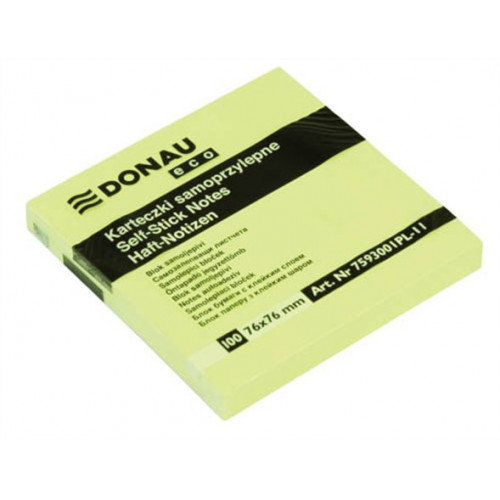 Donau Öntapadó jegyzettömb 76x76mm 100lap ECO sárga