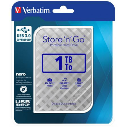 Verbatim 2,5 HDD (merevlemez) 1TB USB 3.0 Store n Go ezüst