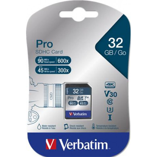 Verbatim Memóriakártya SDHC 32GB Class 10 UHS-I 90/45MB/sec PRO