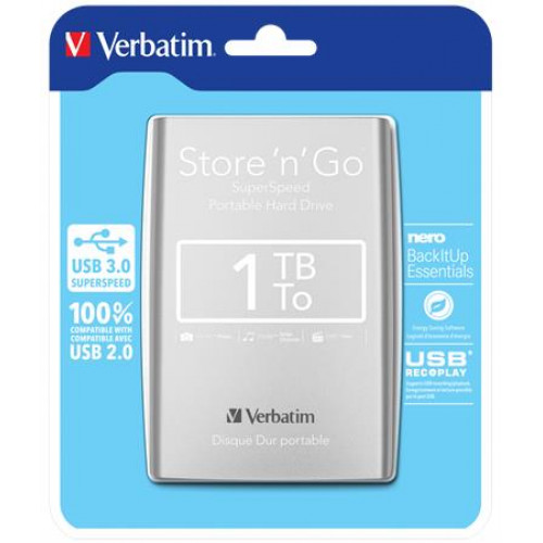 Verbatim 2,5 HDD (merevlemez) 1TB USB 3.0 ezüst