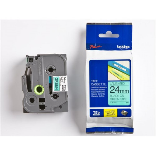 Brother Feliratozógép szalag 24mmx8m zöld-fekete