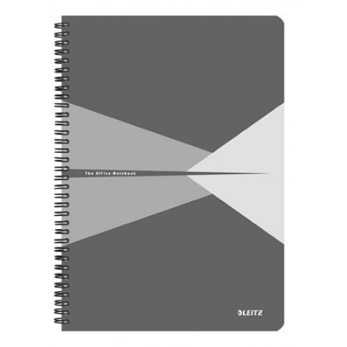 Leitz Spirálfüzet A4 vonalas 90lap PP borító Office szürke