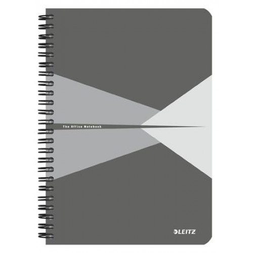 Leitz Spirálfüzet A5 vonalas 90lap laminált karton borító Office szürke