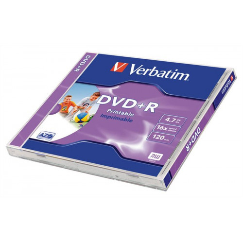 Verbatim DVD+R lemez nyomtatható matt ID 4,7GB 16x normál tok