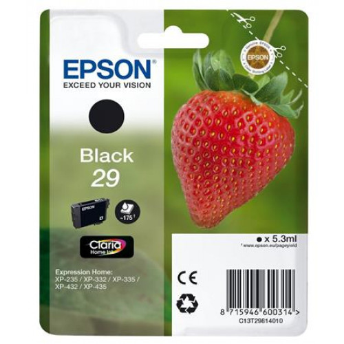 Epson C13T29814010 Tintapatron XP235/332 nyomtatókhoz fekete 5,3ml