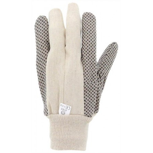 Kertészkesztyű csúszásgátló pöttyökkel L/9-es méret szürke/fehér