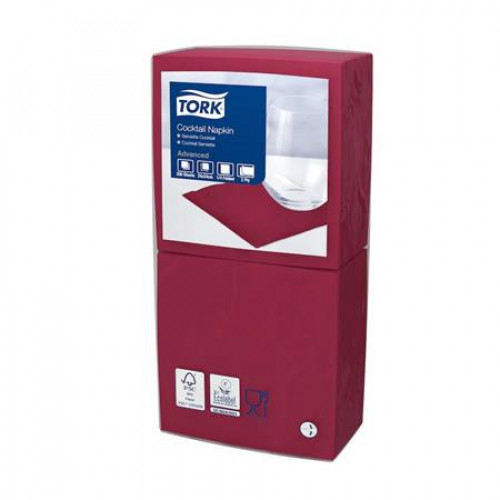 Tork Szalvéta 1/4 hajtogatott 2 rétegű 24x24cm Advanced Cocktail bordó (477824)