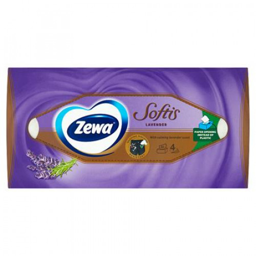 Zewa Papír zsebkendő dobozos 4 rétegű 80db Softis levendula