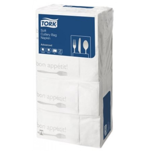 Tork Szalvéta 1/8 hajtogatott 3 rétegű 40x40cm szervizszalvéta Advanced Soft Cutlery Pocket Dinner (