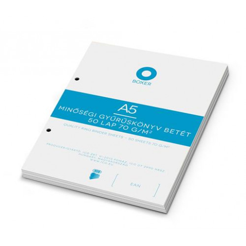 Boxer Gyűrűs könyv betét A5 sima 50lap fehér