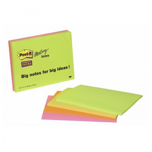 3M Postit Öntapadó jegyzettömb 203x152mm 4x45lap Super Sticky vegyes színek