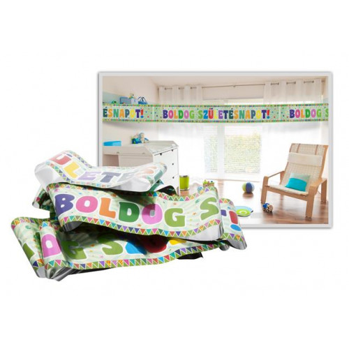 Felirat fólia Boldog születésnapot/Zászlós