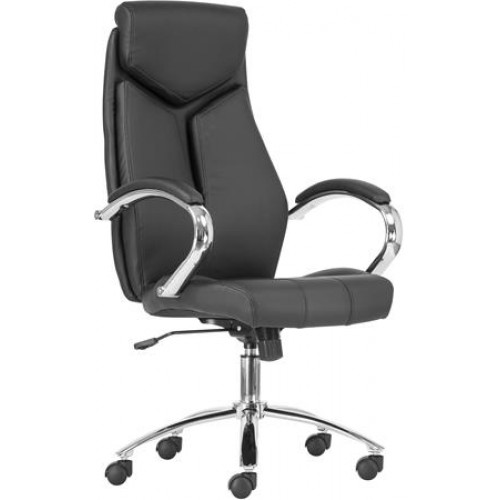 Főnöki szék műbőr borítás króm lábkereszt Kent fekete/fekete