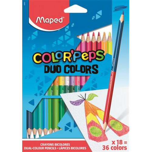 Maped Színes ceruza klt háromszögletű kétvégű Color Peps Duo 18db/klt. 36 különböző szín
