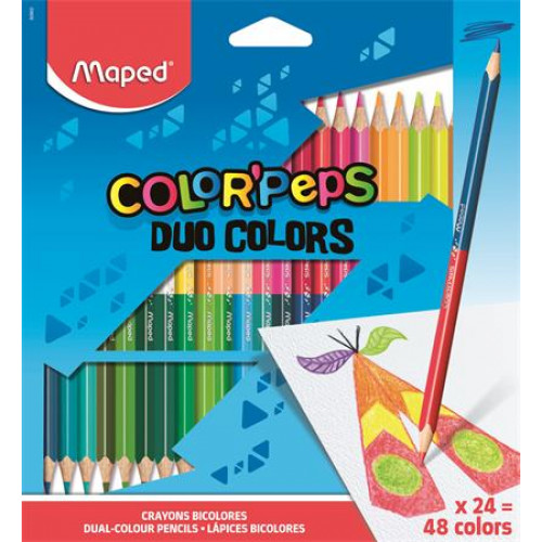 Maped Színes ceruza készlet háromszögletű kétvégű Color Peps Duo 48 különböző szín
