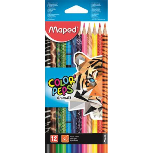 Maped Színes ceruza készlet háromszögletű Color Peps Animal 12 különböző szín